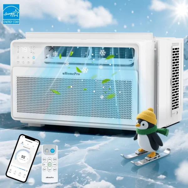 8, 000 BTU Smart Inverter Window Air Conditioner with 4 Modes - Cools up to 380 Sq. Ft, Washable Filter, Adjustable Window Fit, Energy Star Rated 7.0, 15 - SEER