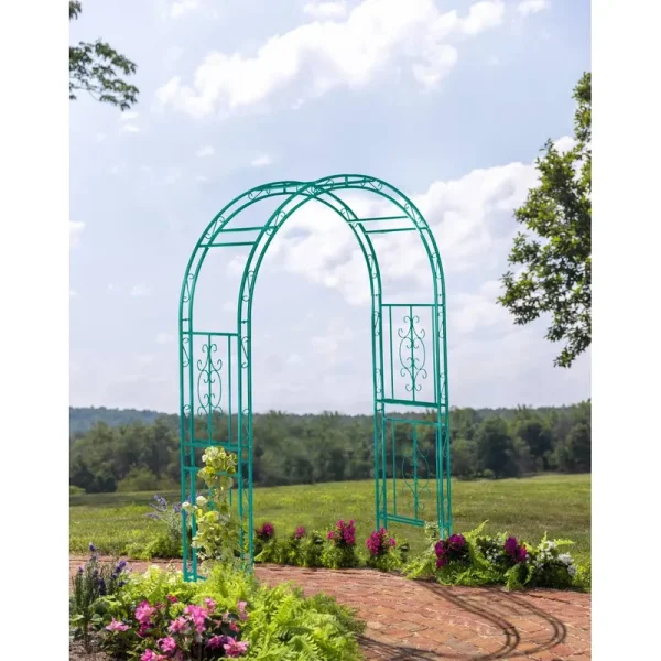 Montebello Iron 84" Tall Garden Arbor Canora Grey Color: Blue