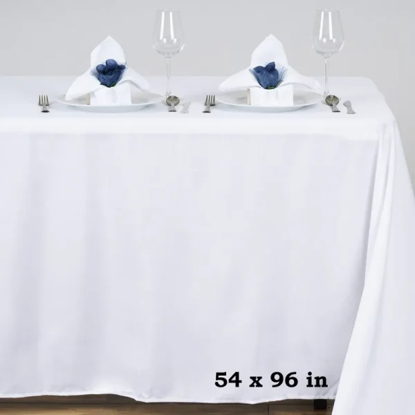 Efavormart White 54x96" Polyester Rectangle Tablecloths