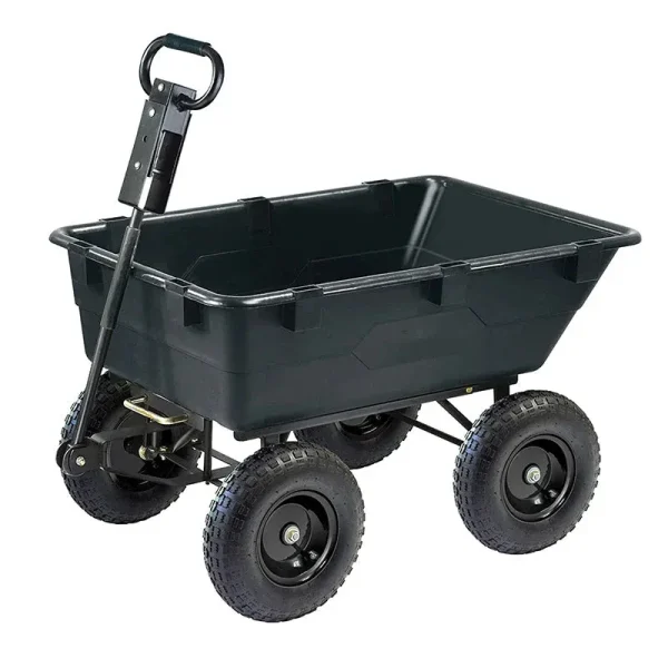 GOR866D HeavyDuty Garden Poly Dump Cart with 2In1 Convertible Handle. 1.200Pound Capacity. 40Inch by 25Inch Bed. Black Finish
