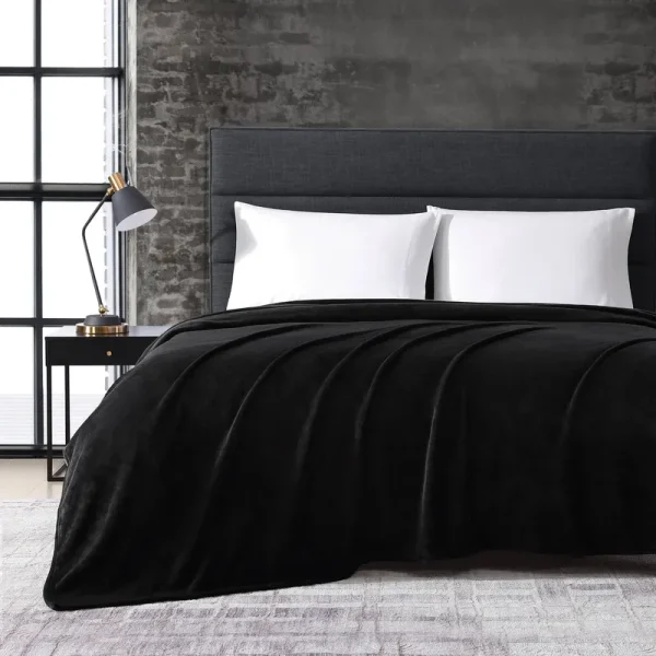 Kenneth Cole Reaction Solid Ultra Soft Plush Fleece Blanket - King - Black