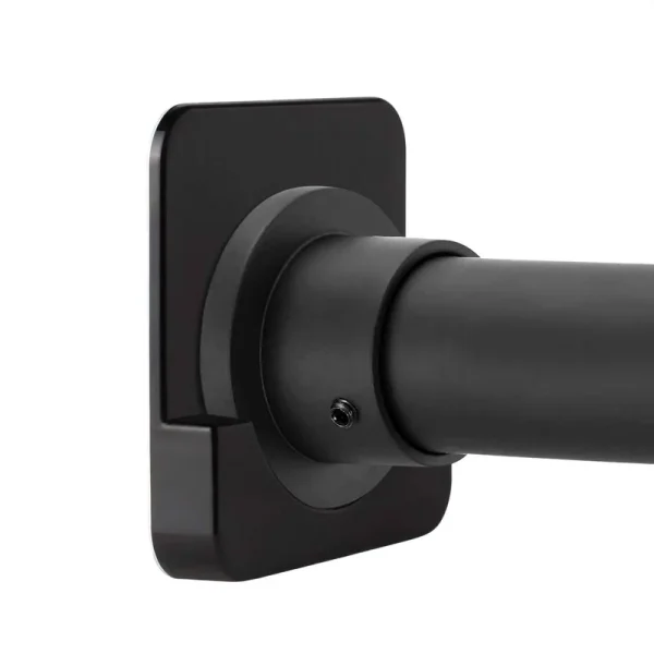 Canray Shower Curtain Rod Mount Holder for Wall | Adhesive Shower Rod Tension Retainer | No Drilling | Stick On | 2 Pack Black (Shower Curtain Rod Not
