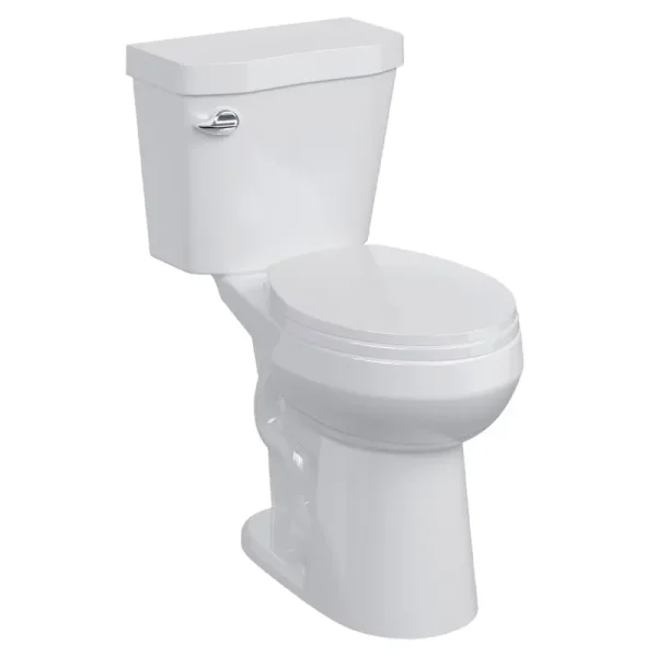 19" Toilet, Elongated Toilets for Bathrooms, Two - Piece Toilet with Soft Close Seat, 1.28 Siphonic Flush Toilet with Universal Height ADA Cotton White