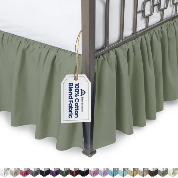 Ruffled Bed Skirt with Split Corners - Full 21" Drop - Sage
