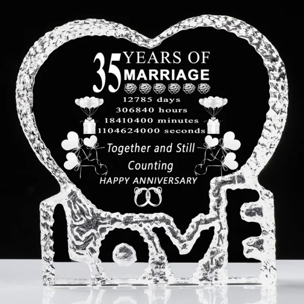 QIANRUNA 35 Year 35th Wedding Anniversary Crystal Gift Marriage Keepsake for Couple Him Her Husband Wife