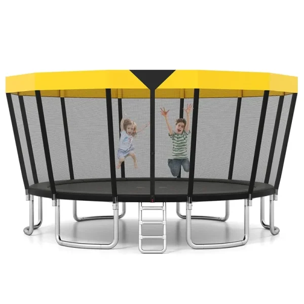 16FT Outdoor Trampoline, ASTM Approved Recreational Trampoline with Safety Enclosure Net & Ladder, 500LBS Weight Capacity for Kids Adults Backyard