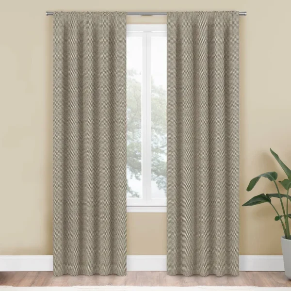 Mainstays Farmhouse Beige Diamond Light Filtering Rod Pocket Panel Pair, 76" x 84"