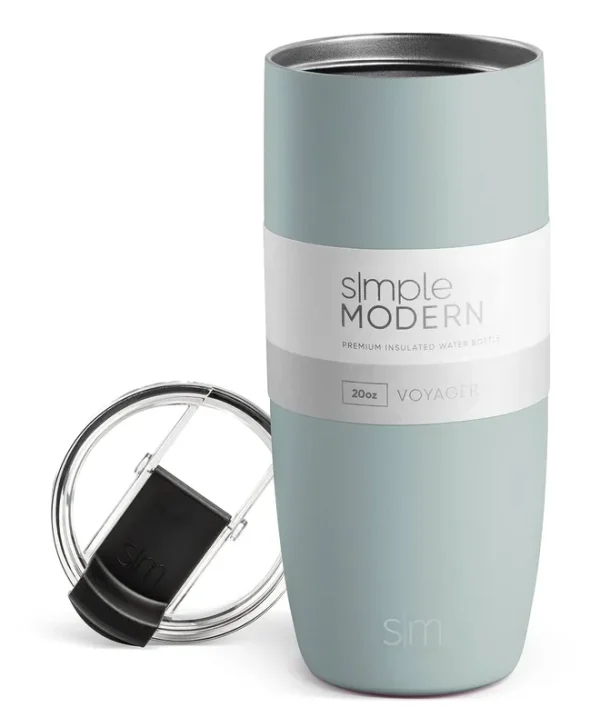 Simple Modern Travel Coffee Mug Tumbler with Flip Lid | Insulated Stainless Steel Cup Thermos |Voyager | 20oz | Sea Glass Sage