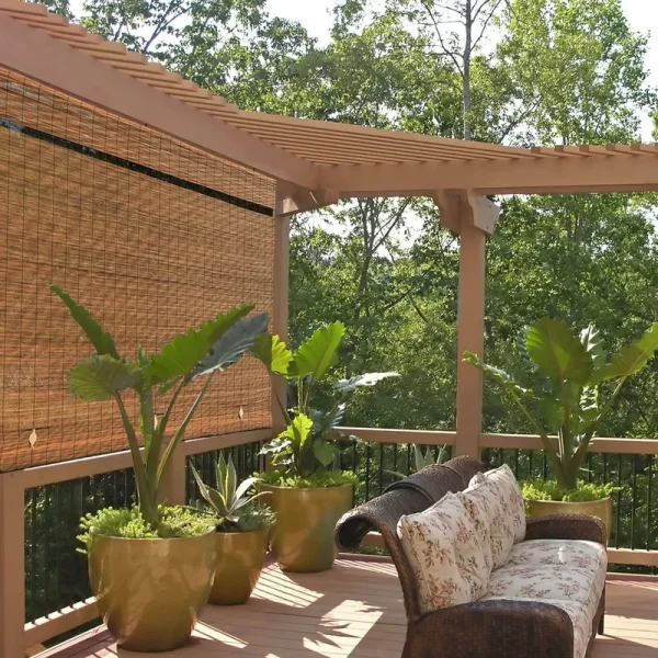 Radiance Imperial Matchstick Cord Free Roll-Up Shade, Fruitwood, 96" W x 72" L