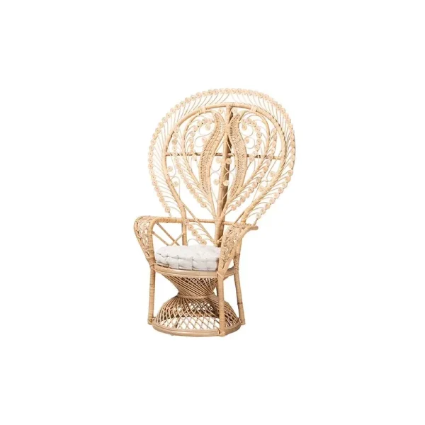 Bali & Pari Fedra Modern Bohemian Natural Brown Rattan Peacock Accent Chair