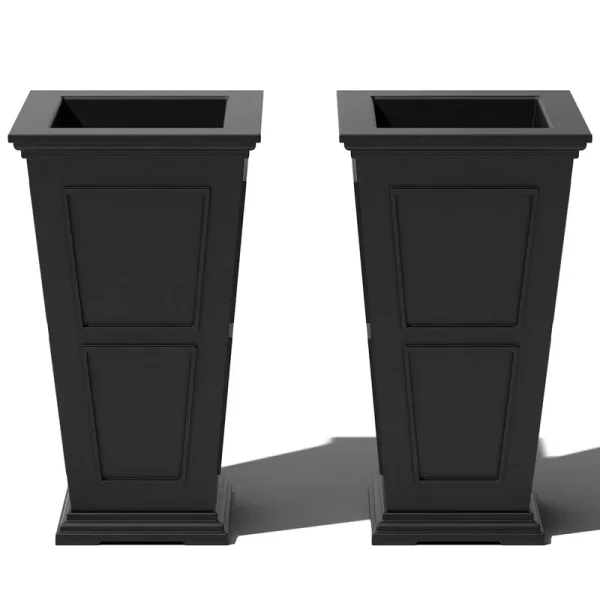Veradek Brixton Tall 28 inch Planter 2 Pack - Black