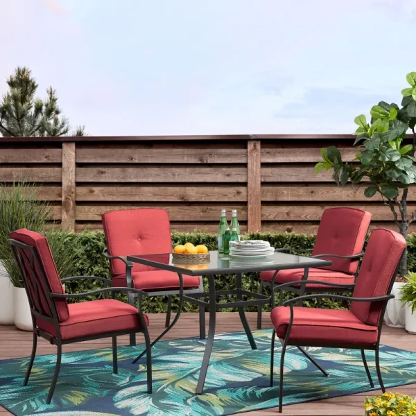 Mainstays Belden Park 5 - Piece Outdoor Patio Dining Set - Red