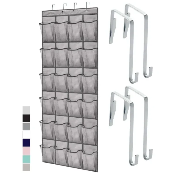 Gorilla Grip Slip Resistant Breathable Space Saving Mesh Large 24 Pocket Shoe Organizer, Up to 40 Pounds, Over The Door, Sturdy Closet Storage Rack