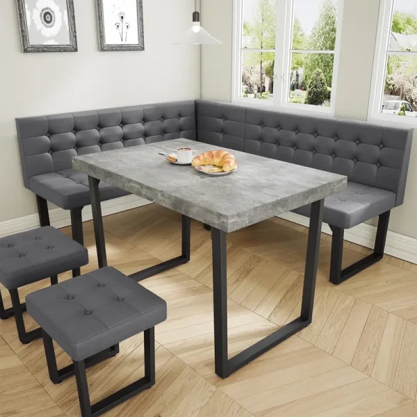 Brafabhome 71.6 in Corner Dining Breakfast Nook with Table and Bench Modern Table Set for Kitchen Dining Room