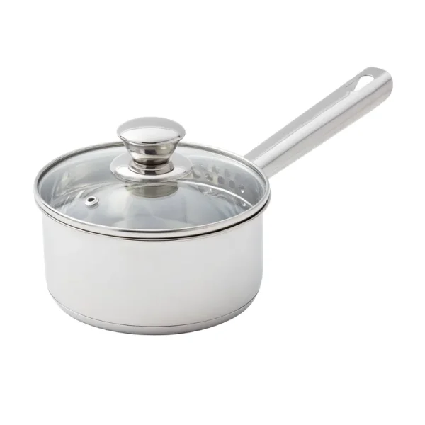 Mainstays Stainless Steel 1-Quart Sauce Pan with Straining Lid