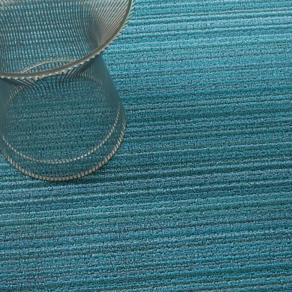Chilewich Shag Skinny Stripe Doormat ÿ Turquoise ÿ 18" x 28"