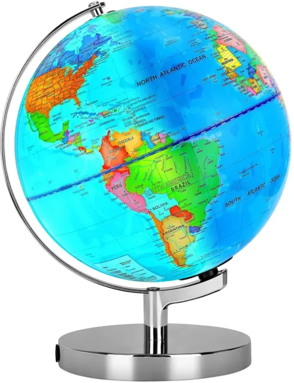 POOCCI Illuminated World Globe for Kids with Rewritable Colorful Easy-Read High Clear Globe, Illuminates Educational Interactive Globe Stem Toy, Light