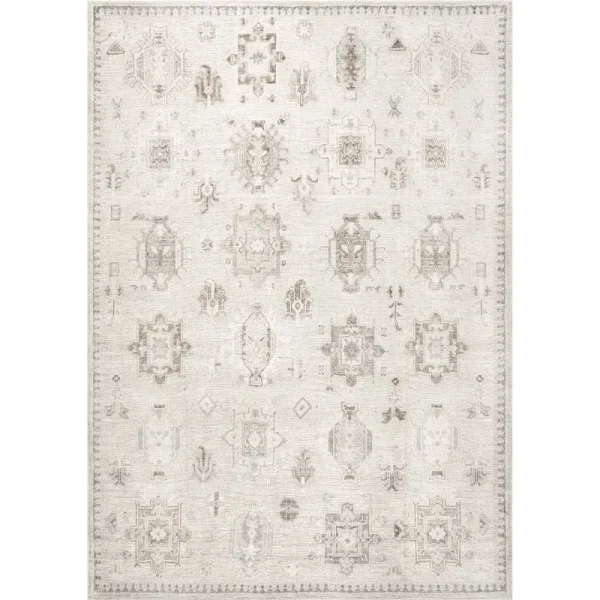Elverta Oriental Machine Washable Beige Area Rug Birch Lane Rug Size: Rectangle 9' x 12'