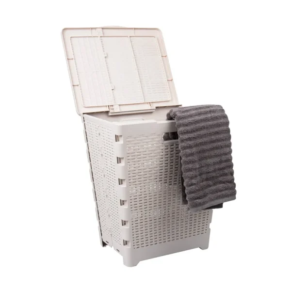 Mind Reader Folding Hamper - Ivory