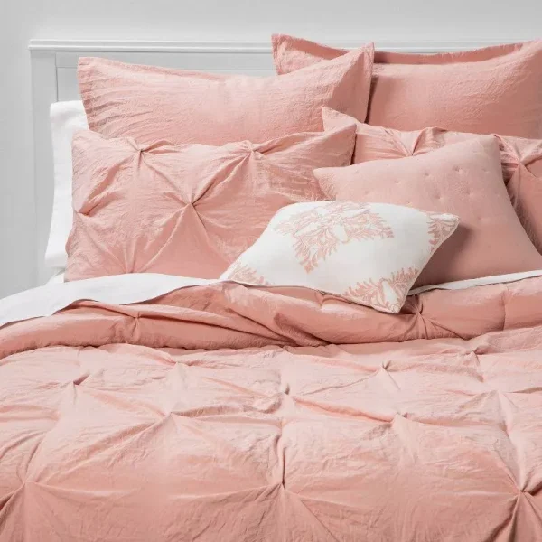 Queen 8pc Montvale Pinch Pleat Comforter Set Blush - Threshold