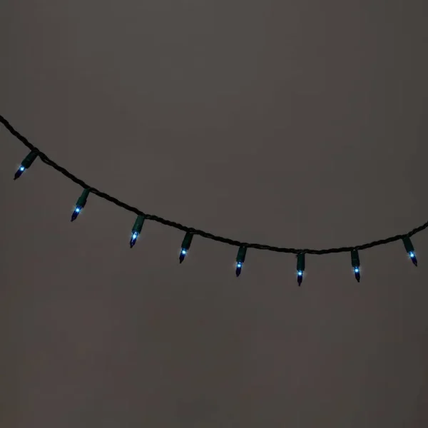 100ct Incandescent Smooth Mini Christmas String Lights Blue with Green Wire - Wondershop