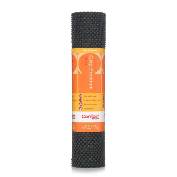 Con-Tact 04F-C6L51-06 Premium Grip Shelf Liner, 12"x4', Black