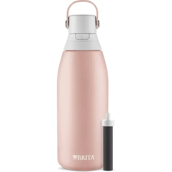 Brita Stainless Steel Water Filter Bottle, 32 oz, Rose