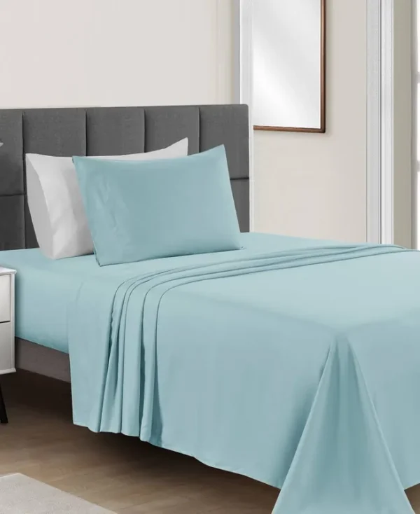 Sunham Microfiber Solid 3-Pc. Sheet Set, Twin - Aqua