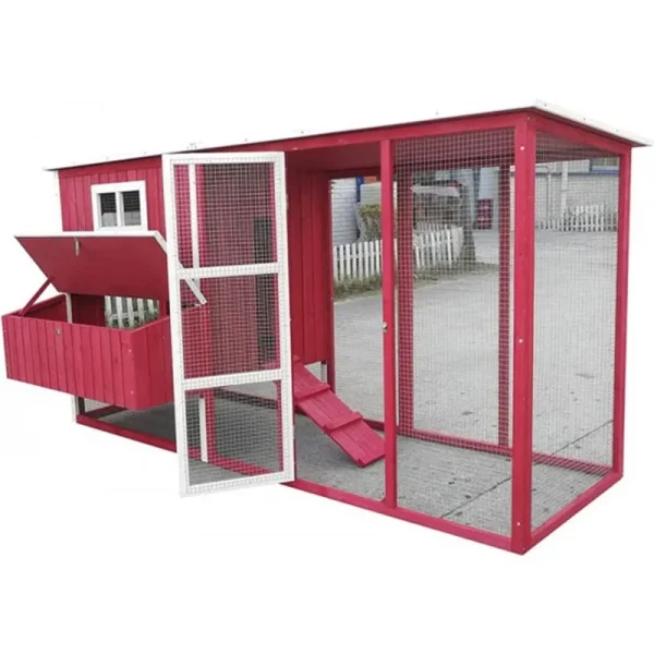 Wooden Portable Backyard Chicken Coop and Run with Chicken Coops, Red Fits 4 - 6 Chickens