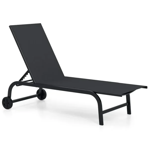 Tangkula Lounge Chair Outdoor 6-Position Recliner Metal Frame  Breathable Fabric (1/2)