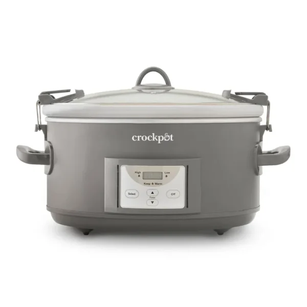 Crockpot 2193800 7-Quart Cook and Carry Programmable Slow Cooker, Grey