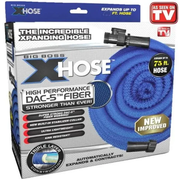 Xhose Garden Hose Water Hose Expandable Hose DAC Fiber Hose 75ft, Size: 75', Blue