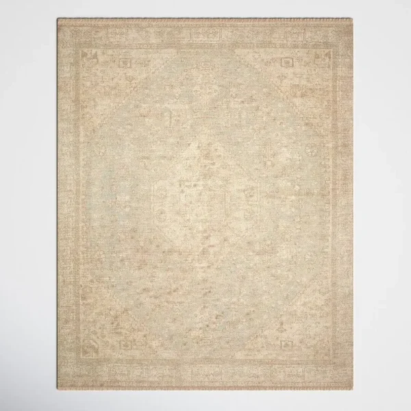Amanda Oriental Hand-Woven Flatweave Ocean/Ivory Indoor Use Only Area Rug Joss & Main Rug Size: Rectangle 5' x 7'6"