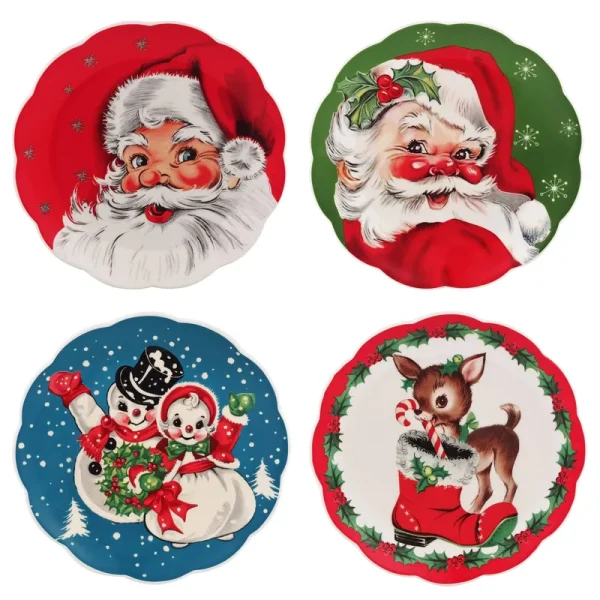 Mr. Christmas Vintage Scalloped Plates Set of 4