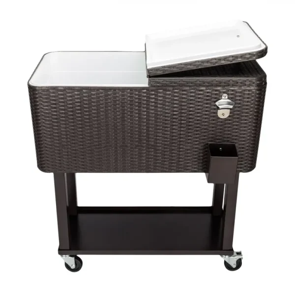 Outvita 80 Quart Rolling Ice Chest. Portable Bar Drink Cooler