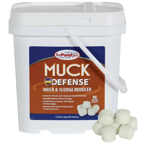 The Pond Guy Muck Defense, Natural Water Garden Muck Treatment, Living Beneficial Bacteria & Enzyme Sludge Remover, Safe Sludge Digester & Odor