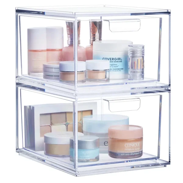 Stori 2-Pack Premium Quality Stackable Cosmetic Storage and Makeup Palette Organizer Drawers