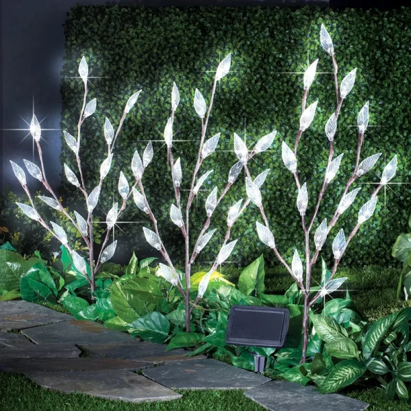 Leaf Branch Solar Garden Lights - Set of 3 - 60 - White