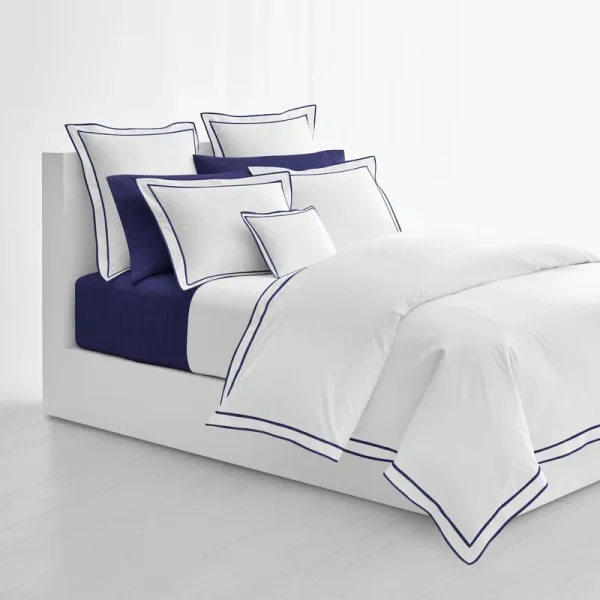 Lauren Ralph Lauren Spencer Sateen Border Duvet Cover, King - White Navy