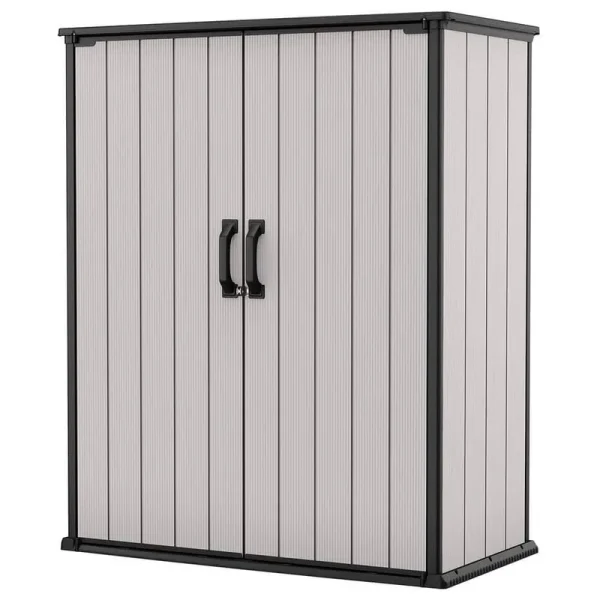 Keter Premier Tall Resin Outdoor Storage Shed with Shelving Brackets for Patio Furniture