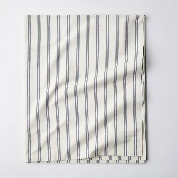 The Company Store Narrow Stripe Navy Cotton Percale Full Duvet Cover Blue