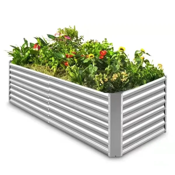 Land Guard 8�G4�G2 ft Galvanized Raised Garden Bed Kit, Galvanized Planter Raised Garden Boxes Outdoor, Large Metal Raised Garden Beds for Vegetables.