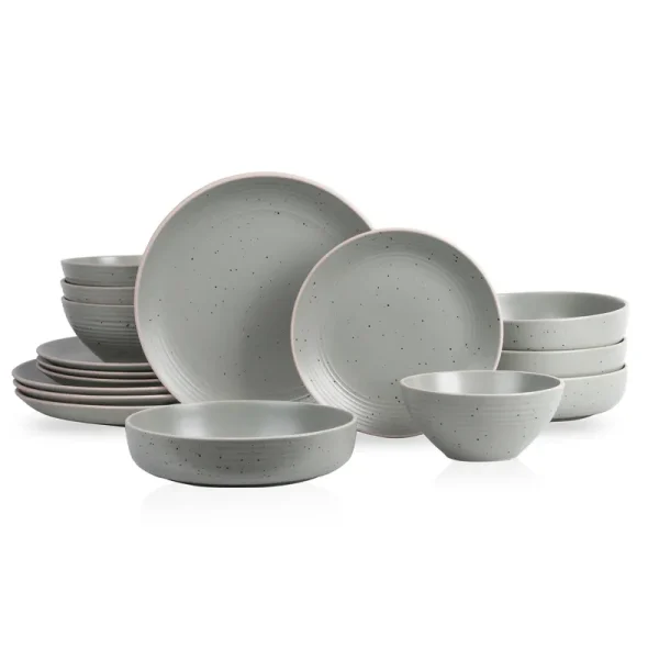 Stone Lain Lauren 16-Piece Stoneware Dinnerware Set, Service for 4, Green