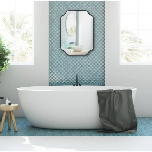 Aransa Beveled Accent Mirror Lark Manor Finish: Black, Size: 24" x 18"