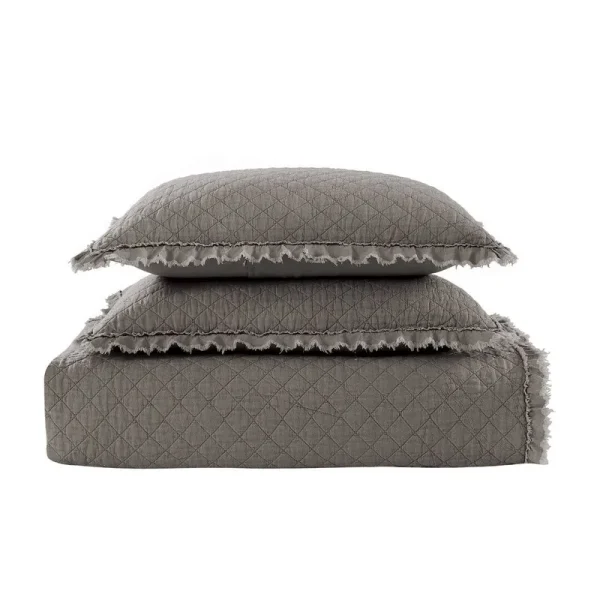 Deniaud Reversible Quilt Set Birch Lane Color: Gray, Size: Twin Quilt + 1 Standard Sham