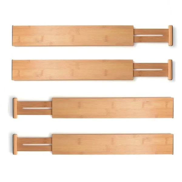 Yooda 4 Pack Bamboo Drawer Divider - Expandable Drawer Organizers (12.8 inch-17 inch) Spring Adjustable Kitchen Drawer Separators - Best for Kitchen,