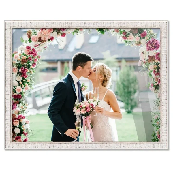CustomPictureFrames 16x20 Stately White Wood Picture Frame - with Acrylic Front and Foam Board Backing