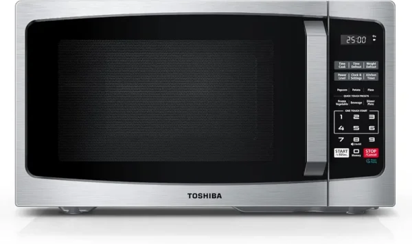 TOSHIBA 0.9 cu ft Microwave Oven, 6 Auto Menus, Mute Function, Child Lock, 900W, Stainless Steel