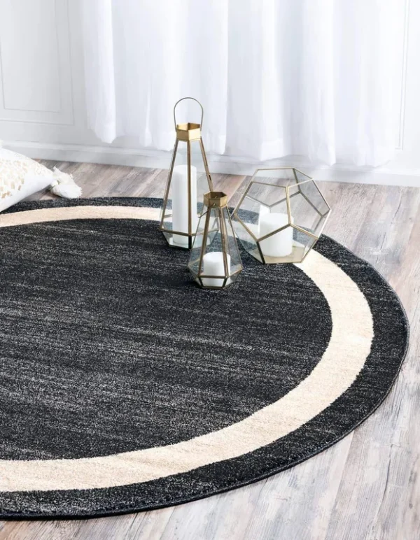 Unique Loom Maria Del Mar Area Rug (6' Round - Black)