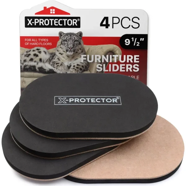 4 Heavy Duty Felt Furniture Sliders 9 1/2" Hardwood Floors X-Protector